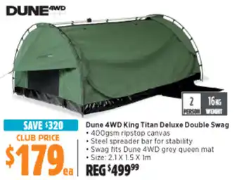 Anaconda Dune 4WD King Titan Deluxe Double Swag offer