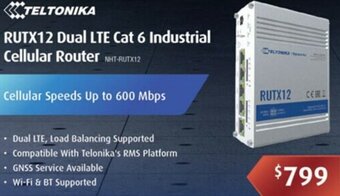 Leader Computers RUTX12 Dual LTE Cat 6 Industrial Cellular Router offer