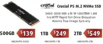 Leader Computers Crucial P5 M.2 NVMe SSD offer