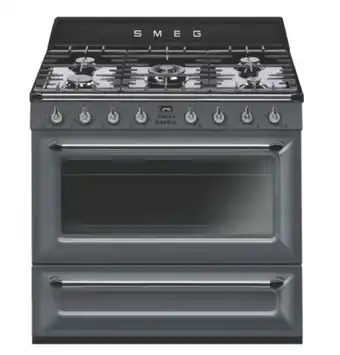 The Good Guys Smeg 90cm victoria dual fuel upright cooker - grey offer