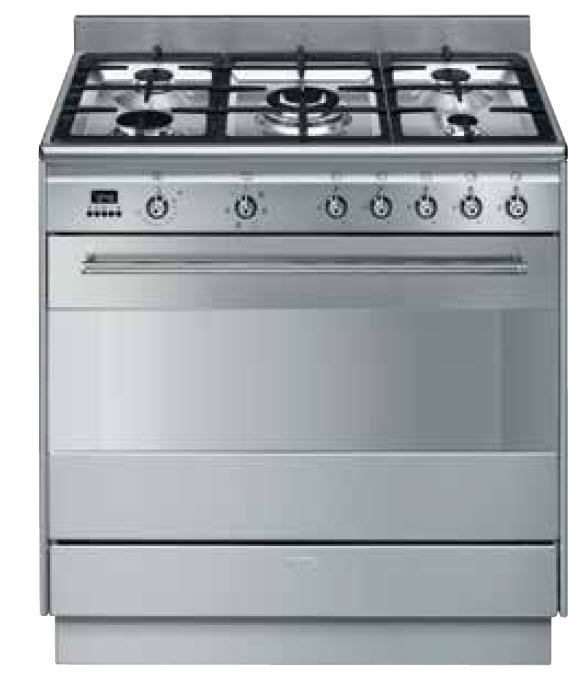 Smeg 90cm dual fuel upright cooker offer at The Good Guys
