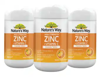 Direct Chemist Outlet Nature's way high strength zinc + vitamin c 60 chewable tablets offer