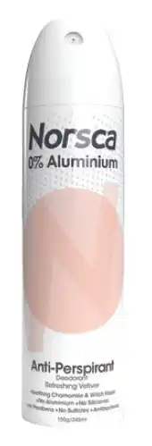 Norsca 0% aluminium refreshing vetiver anti perspirant deodorant aerosol 150g