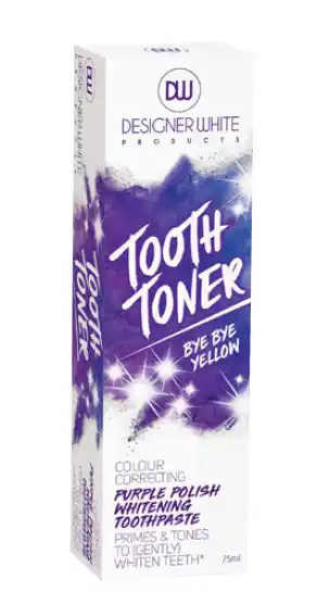 BIG W Designer white tooth toner purple toothpaste offer