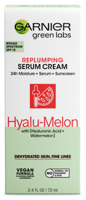 BIG W Garnier green labs hyalu-melon replumping serum cream spf 15 72ml offer