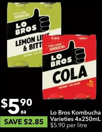 Ritchies Lo Bros Kombucha Varieties offer