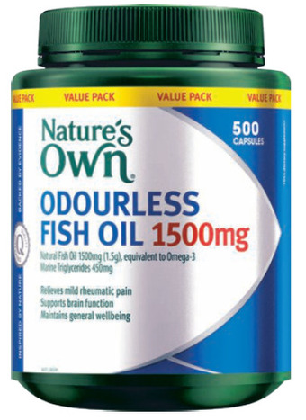 ePharmacy Nature’s own odourless fish oil 1500mg 500 capsules offer