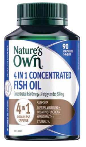 ePharmacy Nature’s own 4 in 1 concentrated fish oil 90 capsules offer