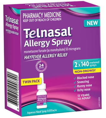 Telnasal allergy spray twin pack 2 x 140 sprays
