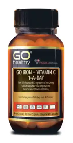 ePharmacy Go healthy iron + vitamin c 1-a-day 30 vegetarian capsules offer