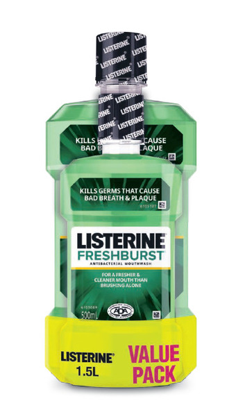 ePharmacy Listerine mouthwash fresh burst value pack 1 litre + 500ml offer