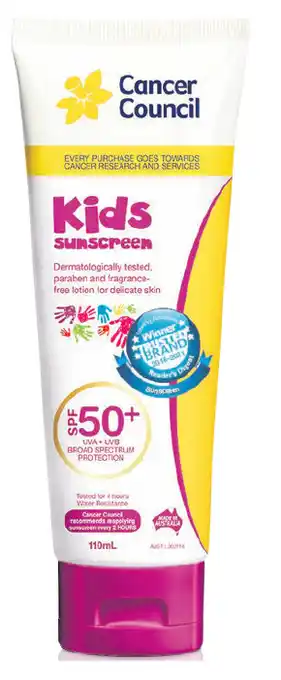 Cancer council spf 50+ kids sunscreen 110ml tube