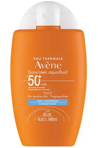 Chemist Warehouse Avène sunscreen aqua-fluid spf 50+ face 40ml offer