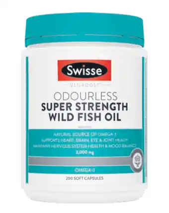 Chemist Warehouse Swisse ultiboost odourless super strength wild fish oil 2,000mg 200 capsules offer