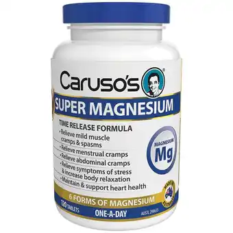 Chemist Warehouse Caruso’s super magnesium 120 tablets offer