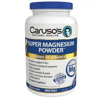 Chemist Warehouse Caruso’s super magnesium berry flavour 250g oral powder offer