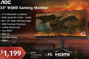 Leader Computers 34" WQHD Gaming Monitor offer