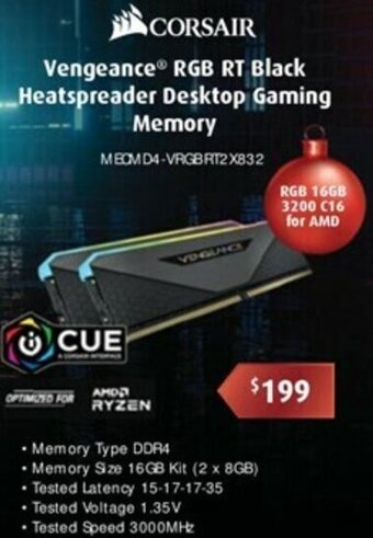 Vengeance RGB RT Black Heatspreader Desktop Gaming Memory