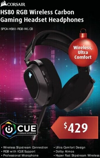 Leader Computers HS80 RGB Wireless Carbon Gaming Headset Headphones offer