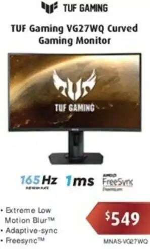 Leader Computers TUF Gaming VG27WQ Curved Gaming Monitor offer