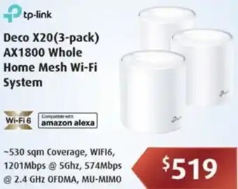 Leader Computers Deco X20 (3-Pack) AX1800 Whole Home Mesh Wi-Fi System offer