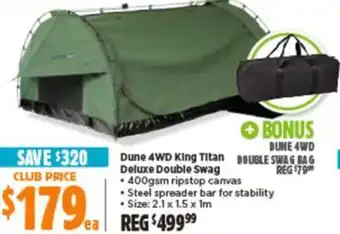 Anaconda Dune 4wd king titan deluxe double swag offer