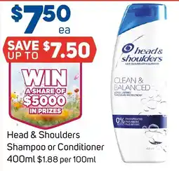 Foodland Head & Shoulders Shampoo or Conditioner offer