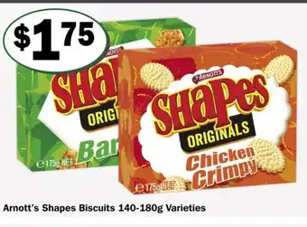 Friendly Grocer Arnott's Shapes Biscuits 140-180g Varieties offer