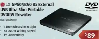 LG GP0NB50 8x External USB Ultra Slim Portable DVDRW Rewriter