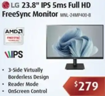 Leader Computers LG 23.8" IPS 5ms Full HD FreeSync Monitor offer