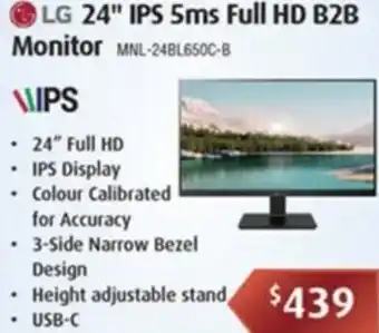 Leader Computers LG 24" IPS 5ms Full HD B2B Monitor offer
