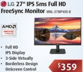 Leader Computers LG 27" IPS 5ms Full HD FreeSync Monitor offer