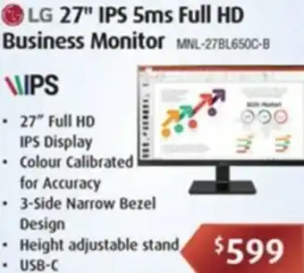 Leader Computers LG 27" IPS 5ms Full HD Business Monitor offer