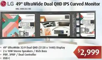 Leader Computers LG 49" UltraWide Dual QHD IPS Curved Monitor offer