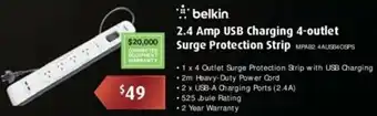 Belkin 2.4 Amp USB Charging 4-Outlet Surge Protection Strip