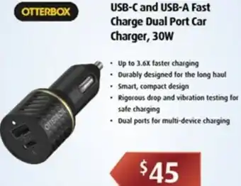 Leader Computers USB-C And USB-A Fast Charge Dual Port Car Charger 30W offer