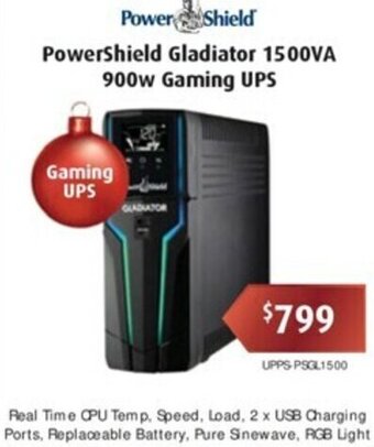 Leader Computers PowerShield Gladiator 1500VA 900W Gaming UPS offer