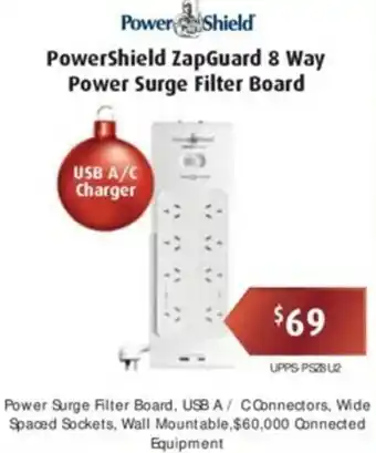 Leader Computers PowerShield ZapGuard 8 Way Power Surge Filter Board offer