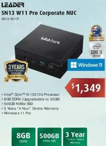 Leader Computers Leader SN13 W11 Pro Corporate NUC offer