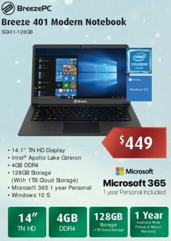 Leader Computers Breeze 401 Modern Notebook offer