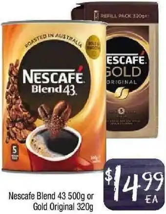 Foodworks Nescafe Blend 43 500g Or Gold Original 320g offer