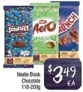 Foodworks Nestle Block Chocolate 118-200g offer