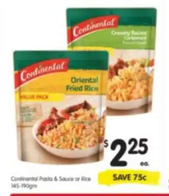 Spar Continental Pasta & Sauce or Rice 145-190gm offer
