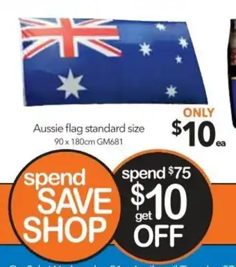 Cheap as Chips Aussie Flag Standard Size 90x180cm offer