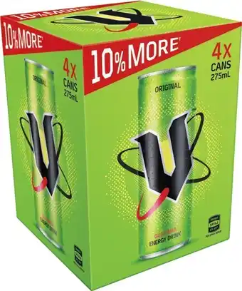 IGA V Energy Drink 4x275mL Selected Varieties offer