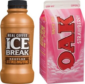 IGA Ice Break or Oak Flavoured Milk or Coffee 500-600mL Selected Varieties offer