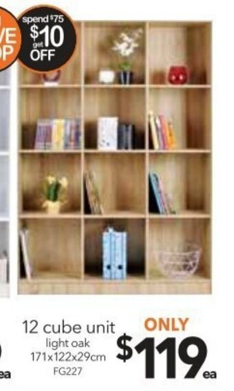 Cheap as Chips 12 Cube Unit Light Oak 171x122x29cm offer