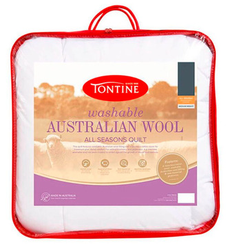 Harris Scarfe Tontine 350gsm washable australian wool quilt qb offer