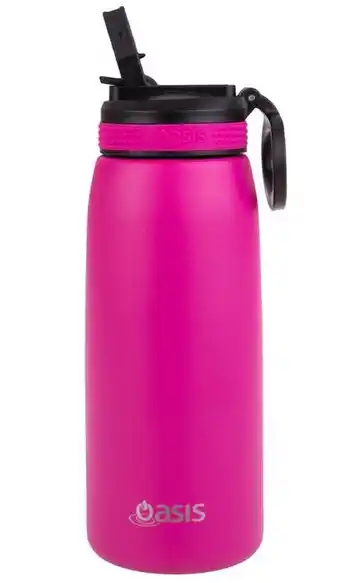 Oasis 780ml double wall insulated sport bottle with sipper pink