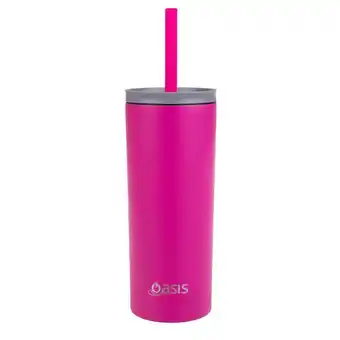 Harris Scarfe Oasis 600ml super sipper insulated tumbler with silicone straw pink offer